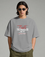 Red and White Bold Grunge Typography T-shirt Design